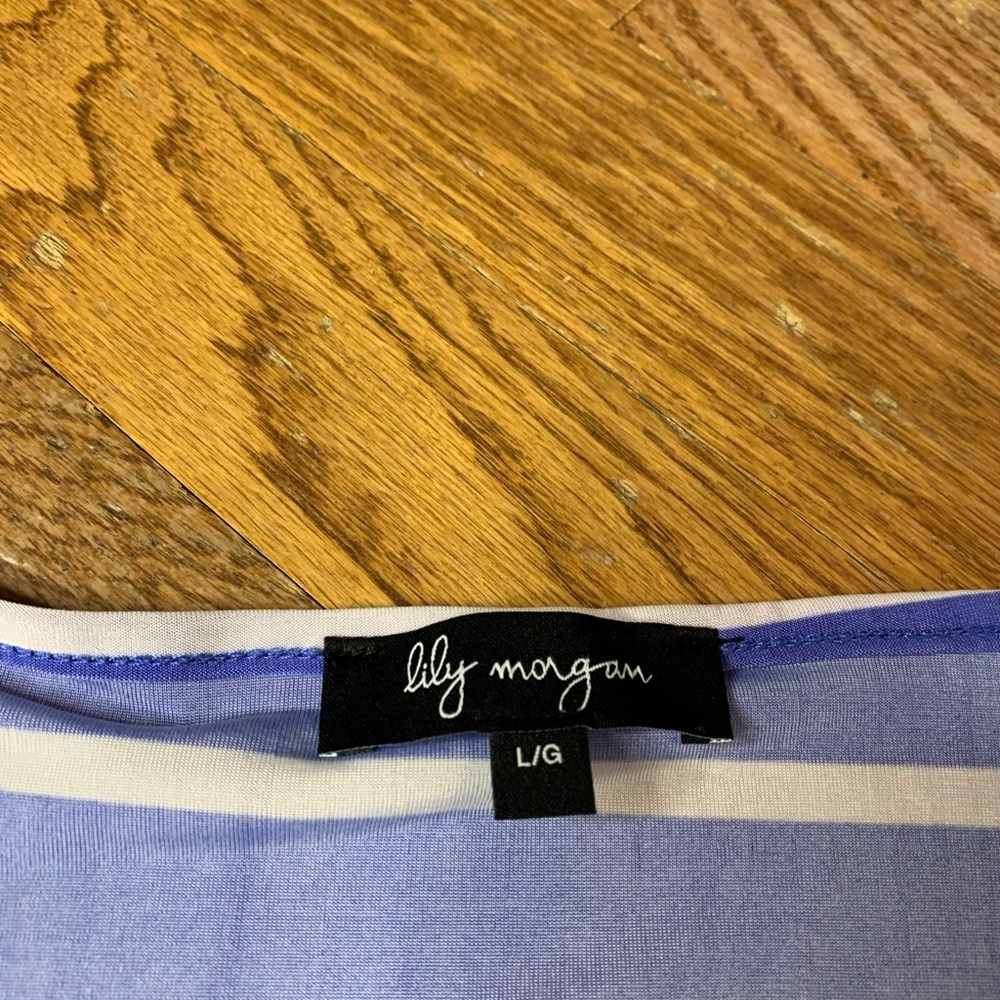 54. Lily Morgan Striped Long Sleeve Top with Hardware Detail - Size L - Picture 3 of 7